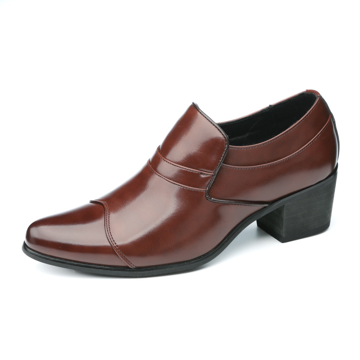Men's Cuban Height Increasing Fashion Slip-on High Banquet Heels