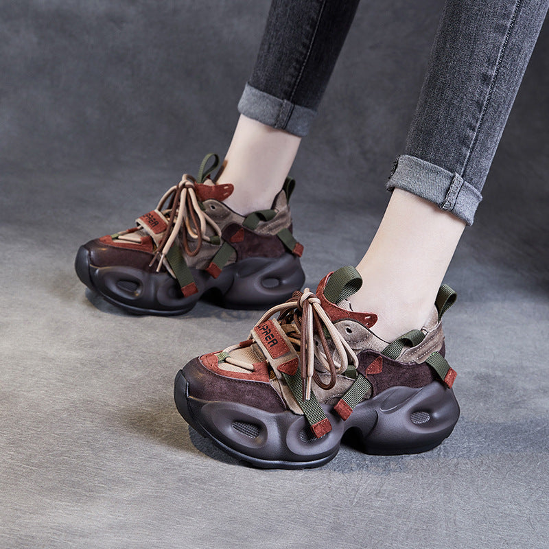 Women's Genuine Lightweight Small Height Increasing Autumn Sneakers