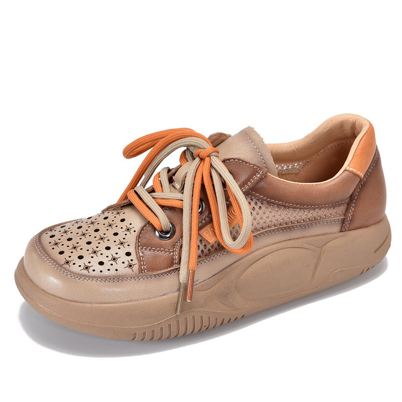 Women's Spliced Dad Thick Bottom Retro Genuine Sandals