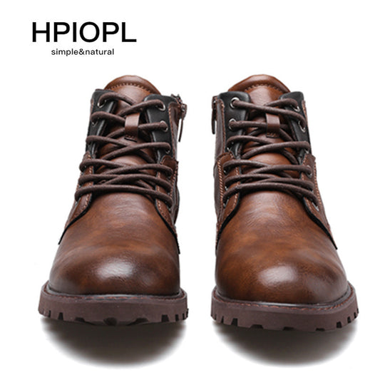 Men's Plus Size Martin Zipper Ankle Retro Boots