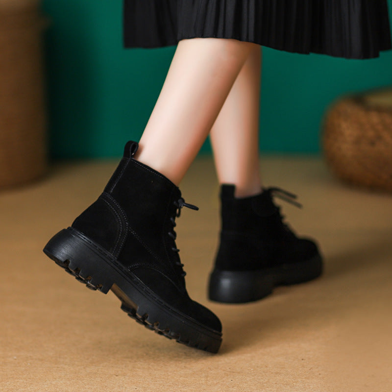 Women's Frosted Genuine British Style Mid Martin Boots
