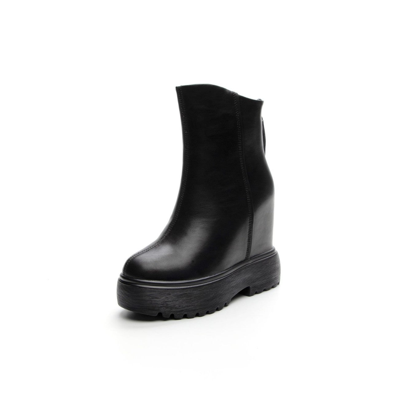 Women's Tall Muffin Thick Bottom Genuine Elevator Martin Boots