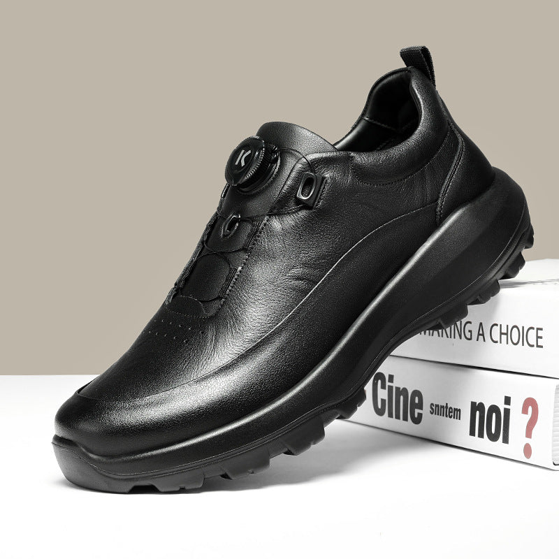 Men's Rotating Buckle Lightweight Breathable Outdoor Hiking Leather Shoes