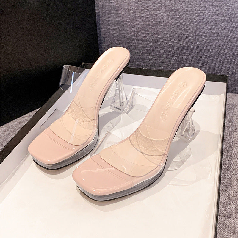 Women's Summer Night Show Stage High Sexy Transparent Heels