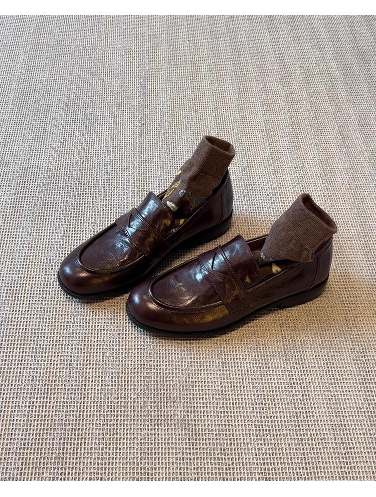 Women's Retro One Pedal Thick Flat Pumps Loafers