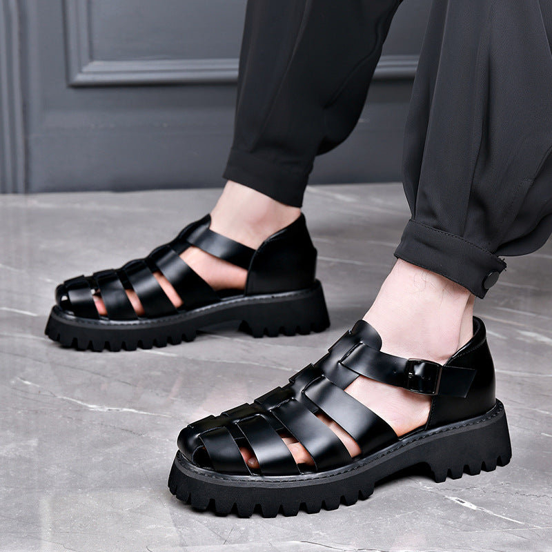 Men's Cool Breathable Lightweight Platform Slip-on Buckle Sandals