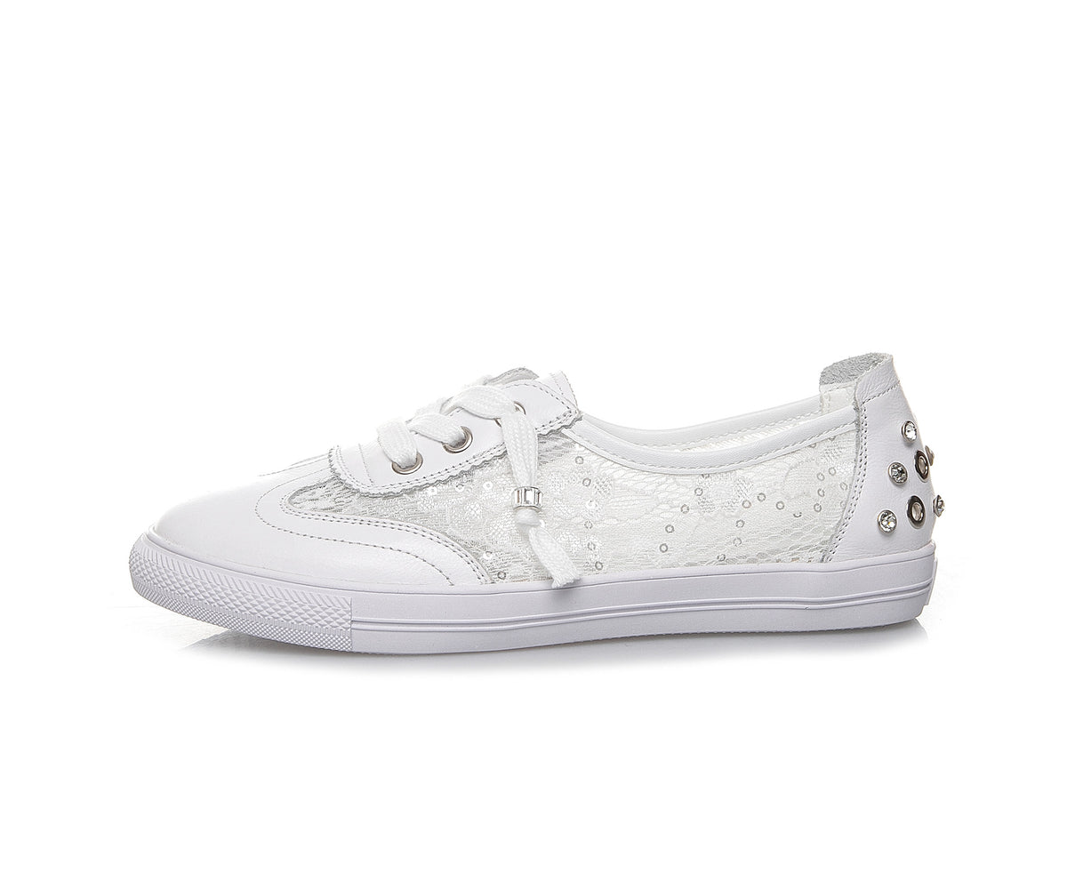 Women's White Authentic Hollow Out Korean Style Women's Casual Shoes
