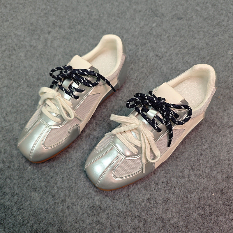 Mandarin Duck Lace Stitching Mesh Height Increasing Insole Versatile Sneakers