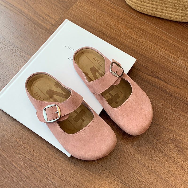 Women's Round Head Buckle French Platform Plus Sandals