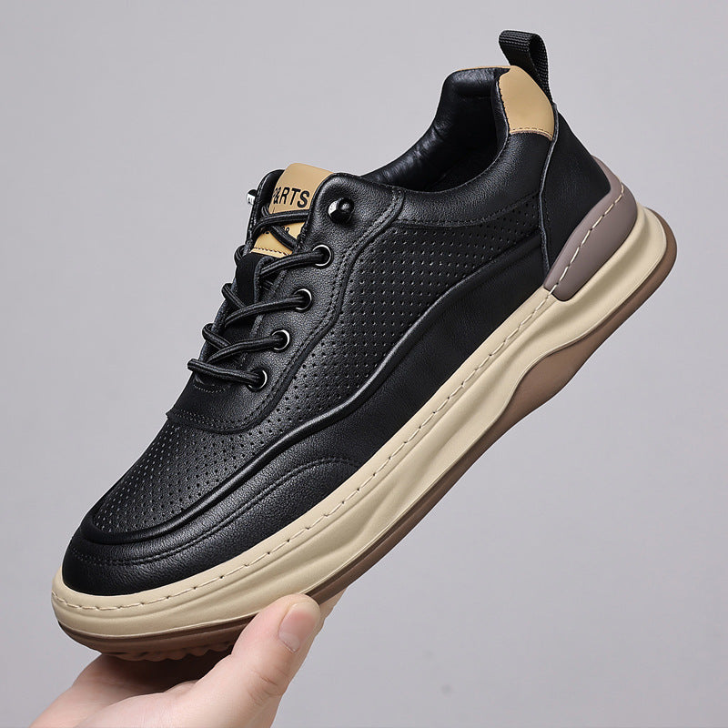Men's Cowhide Genuine Head Tilt Hollow Breathable Casual Shoes