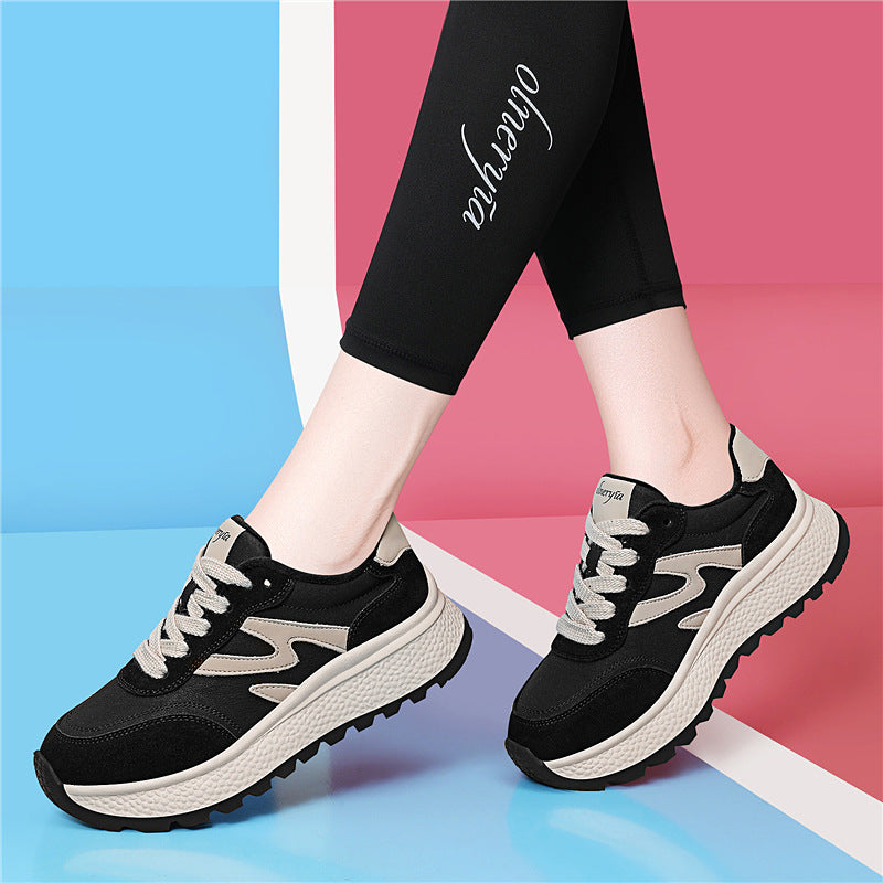 Women's Thick-soled Argan White Autumn Sports Lightweight Feet Small Breathable Genuine Women's Casual Shoes