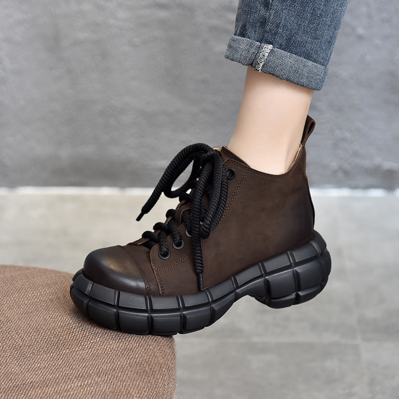 Women's Genuine Design Cool Autumn Personality Thick Bottom Retro Boots