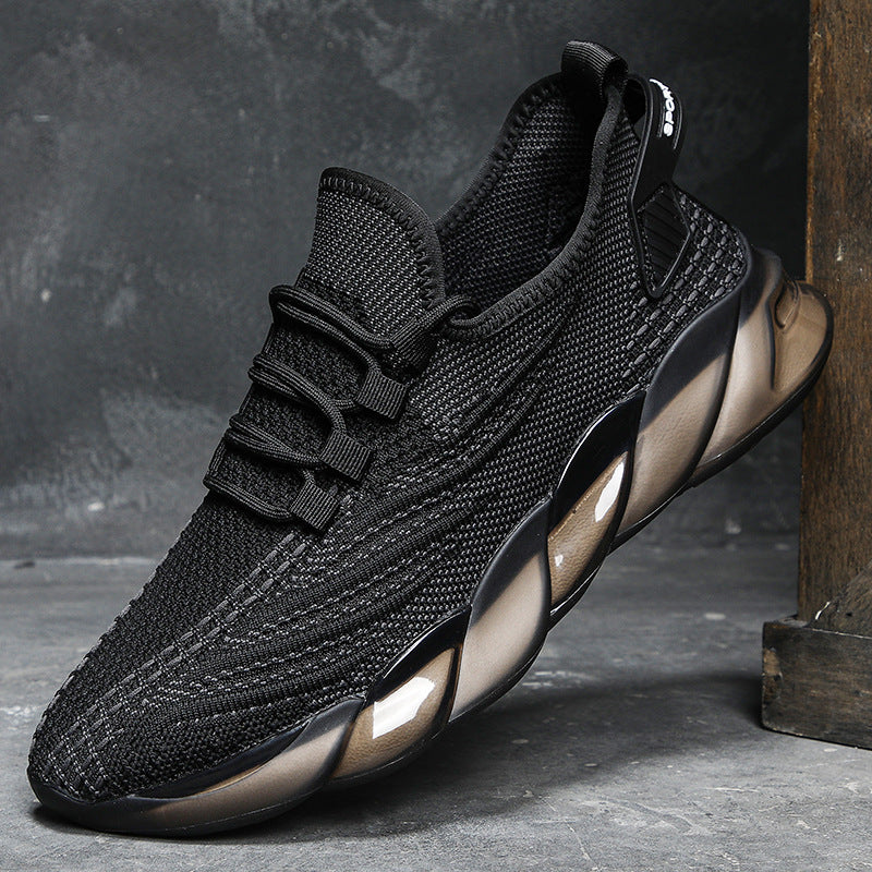 Men's Sports Fly Woven Mesh Breathable Running Popcorn Sneakers