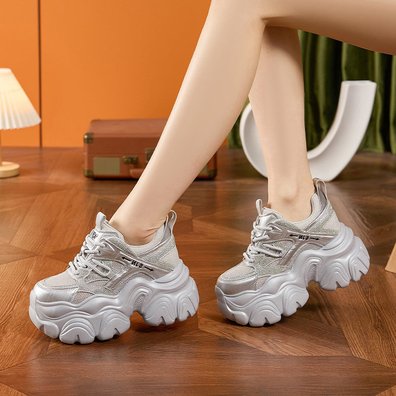 Women's Dad Summer Small Platform Height Increasing Insole Hollow Women's Sports Shoes