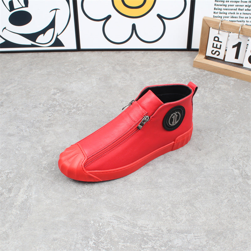 Men's Pumps Zipper Fleece-lined Warm Slugged Bottom Flat Sneakers