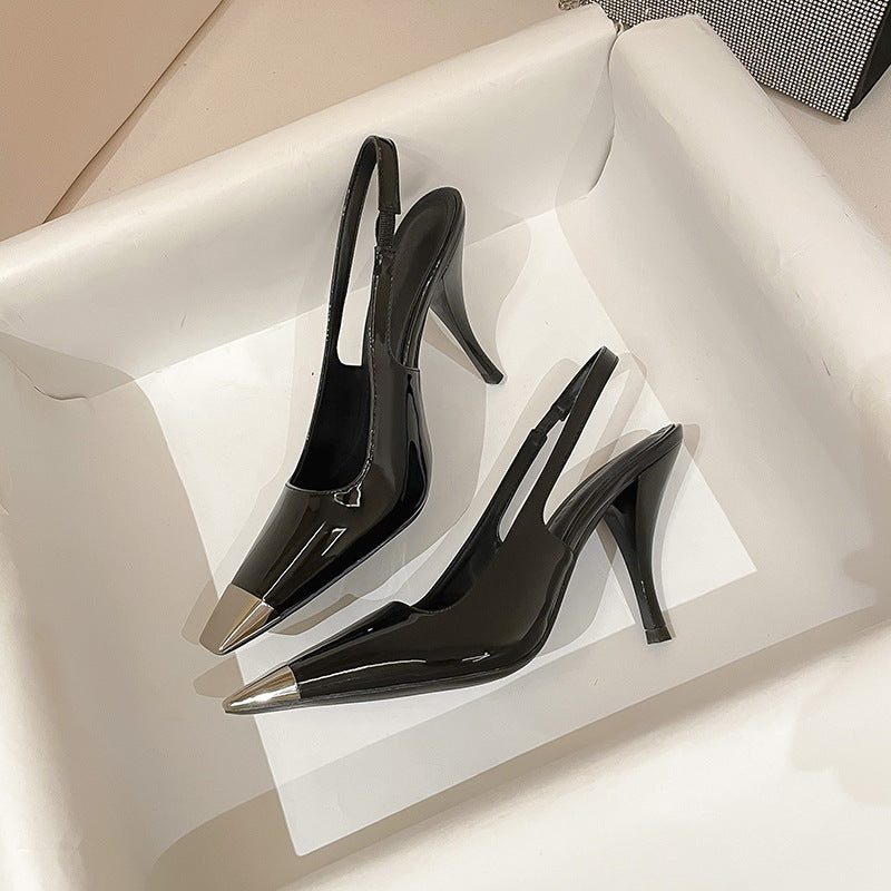 Pu With Sexy Female Black Square Toe Heels