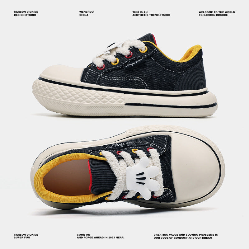 Men's Ugly Cute Black Platform Couple Mickey Sneakers