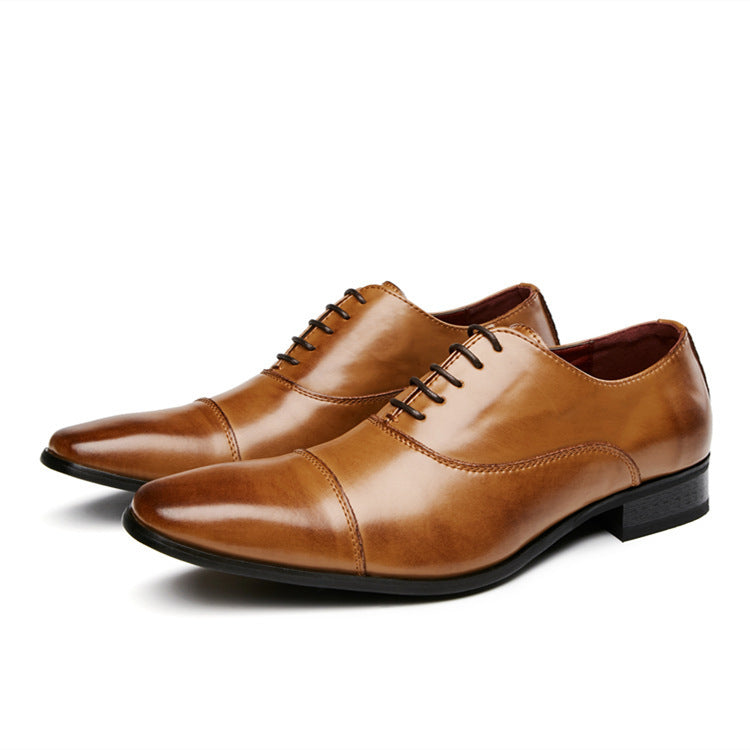 Men's Style Formal Wear Square Toe Wedding Men's Business Leather Shoes