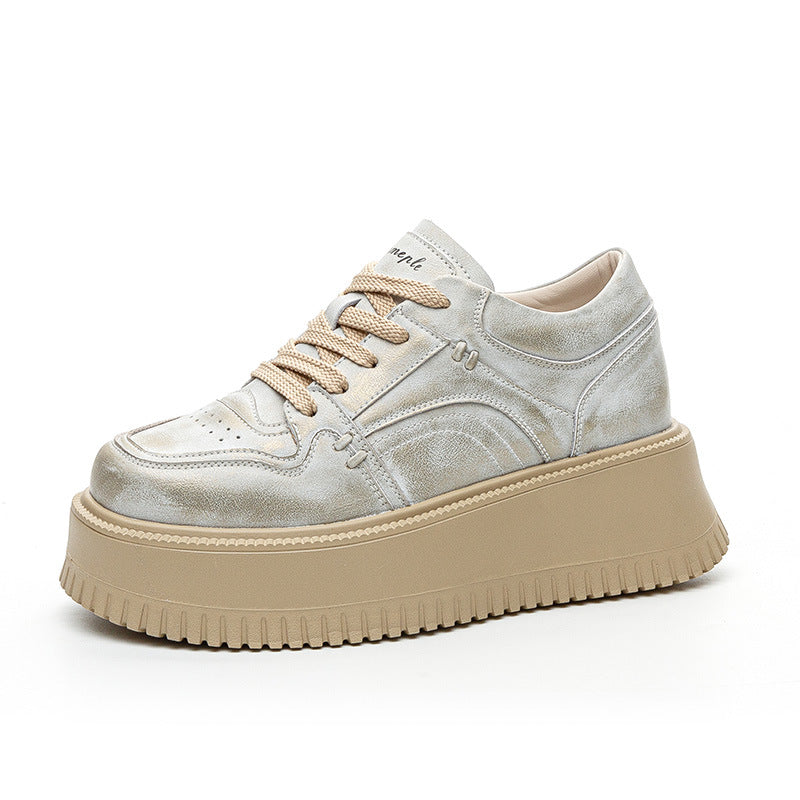 Women's Thick-soled High-rise White Thin Platform Women's Casual Shoes