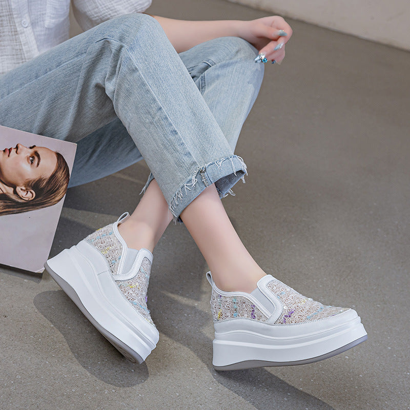 Women's & Men's Mesh Thick Bottom Platform Slip-on Lofter Casual Shoes