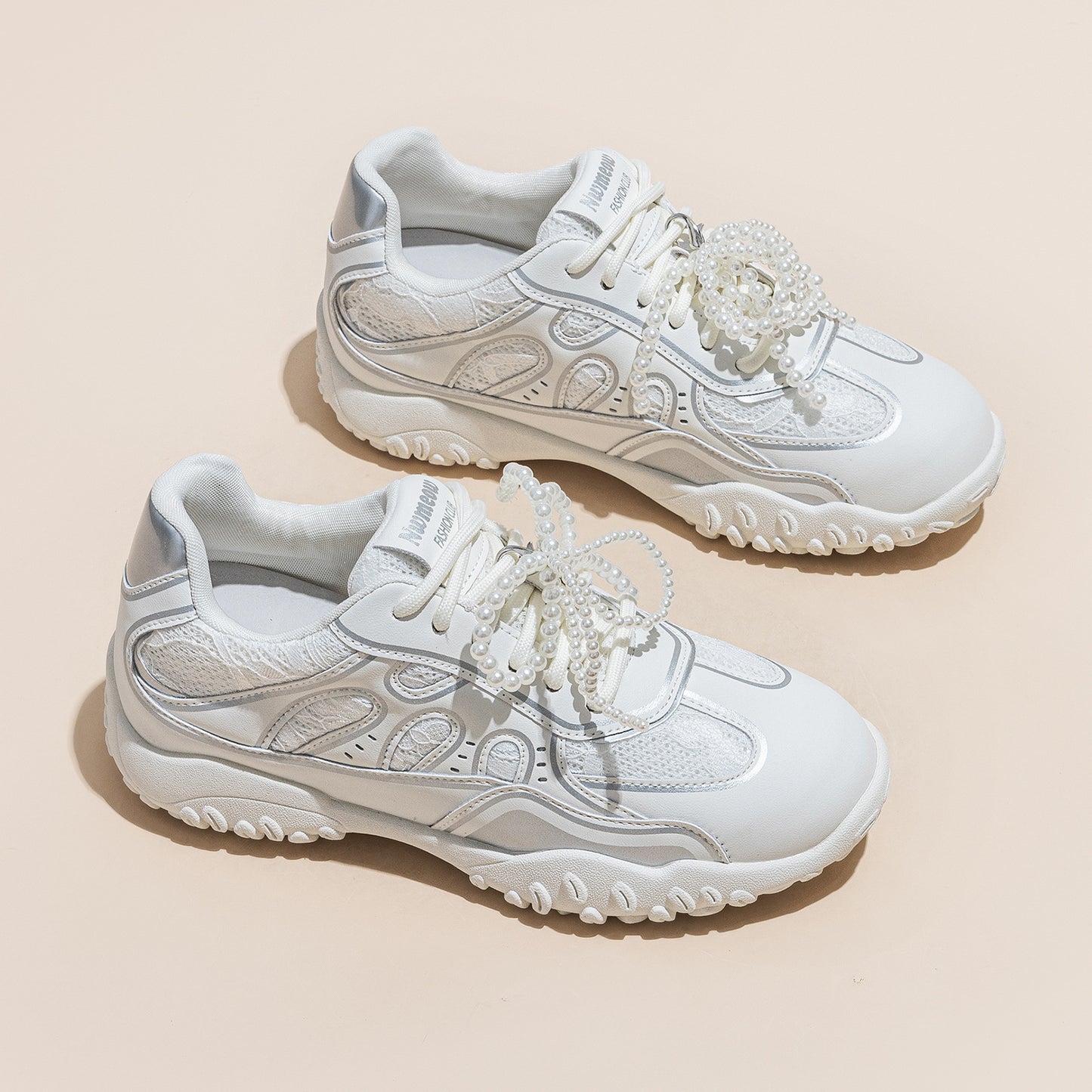 Women's Dad Platform White Breathable Sports Leisure Casual Shoes