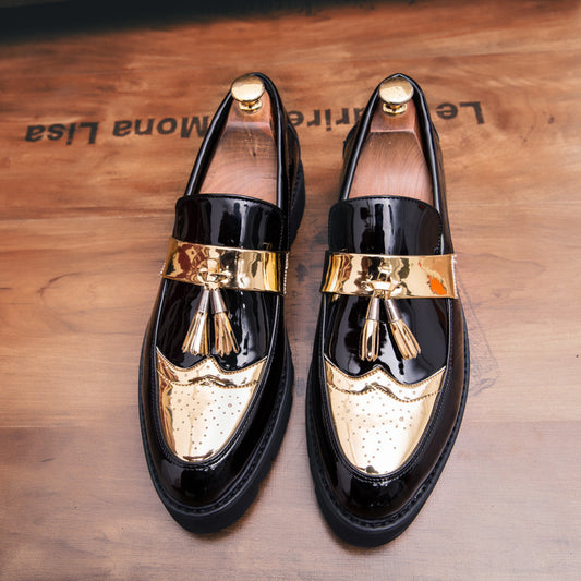 Korean Style British Trend Pointed Patent Glossy Casual Shoes