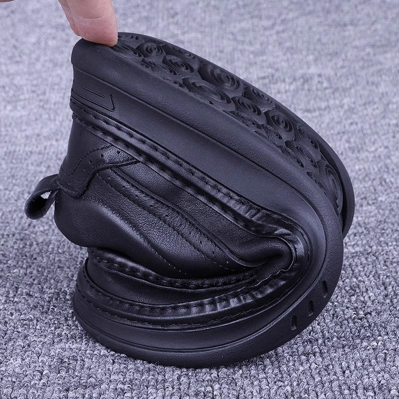 Men's Genuine First Layer Cowhide Solid Platform Plus Veet Stitching Men's Casual Leather Shoes
