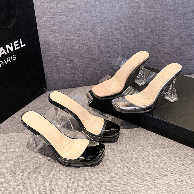 Women's Summer Night Show Stage High Sexy Transparent Heels