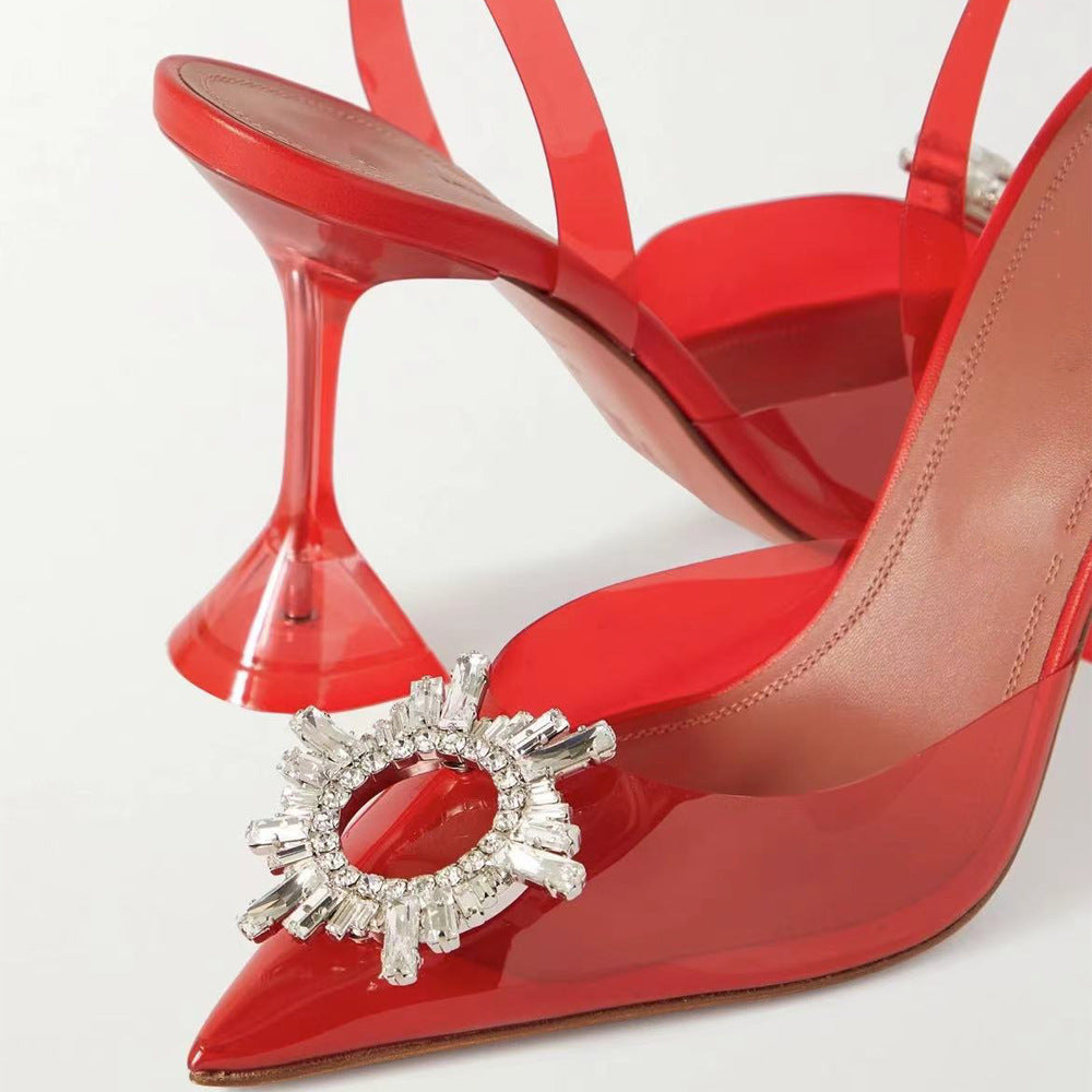 Women's French Crystal High Spring Rhinestone Sun Heels
