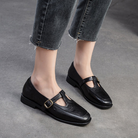 Women's Shu Autumn Buckle Flat Bottom Comfort Loafers