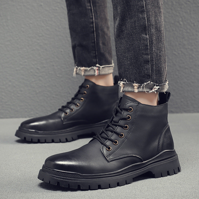 Men's British Korean Martin Black Working Wear Boots