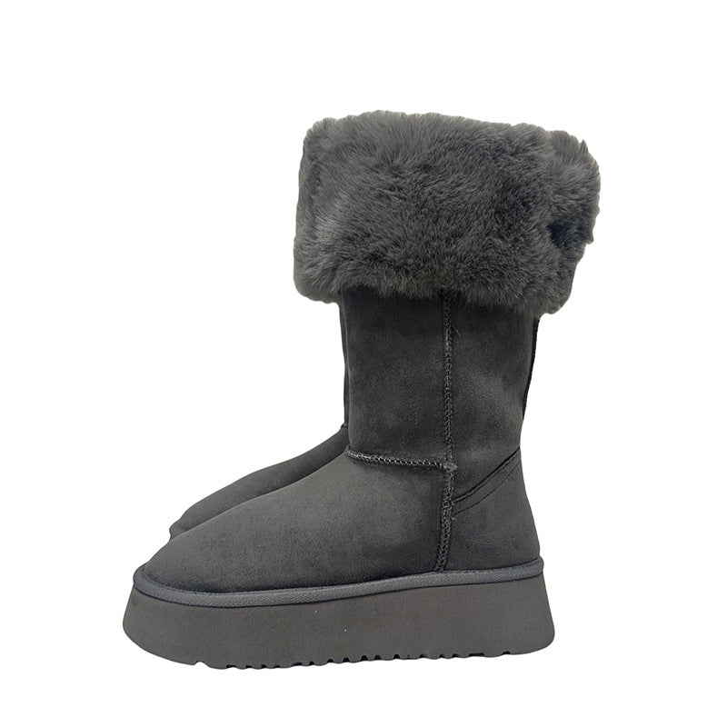Knee-high Female Winter Platform Fleece-lined Thicker Snow Boots