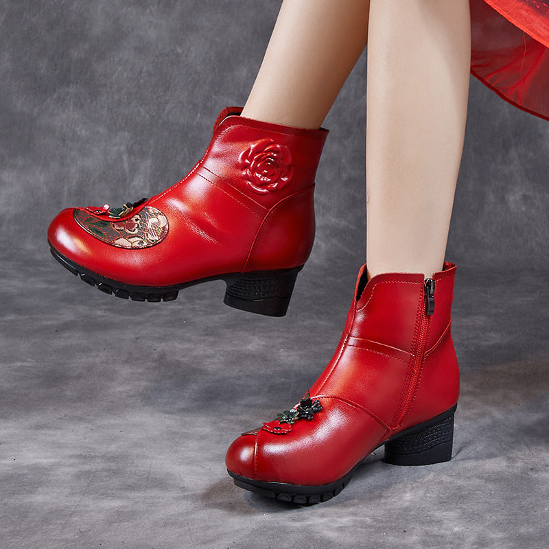 Women's Winter First Layer Cowhide Thick Soft Bottom Women's Shoes
