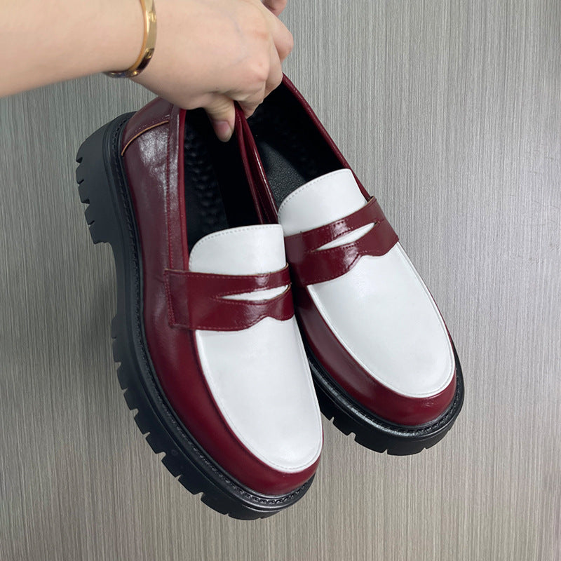 Men's Color Matching Green Lazy Slip On Loafers
