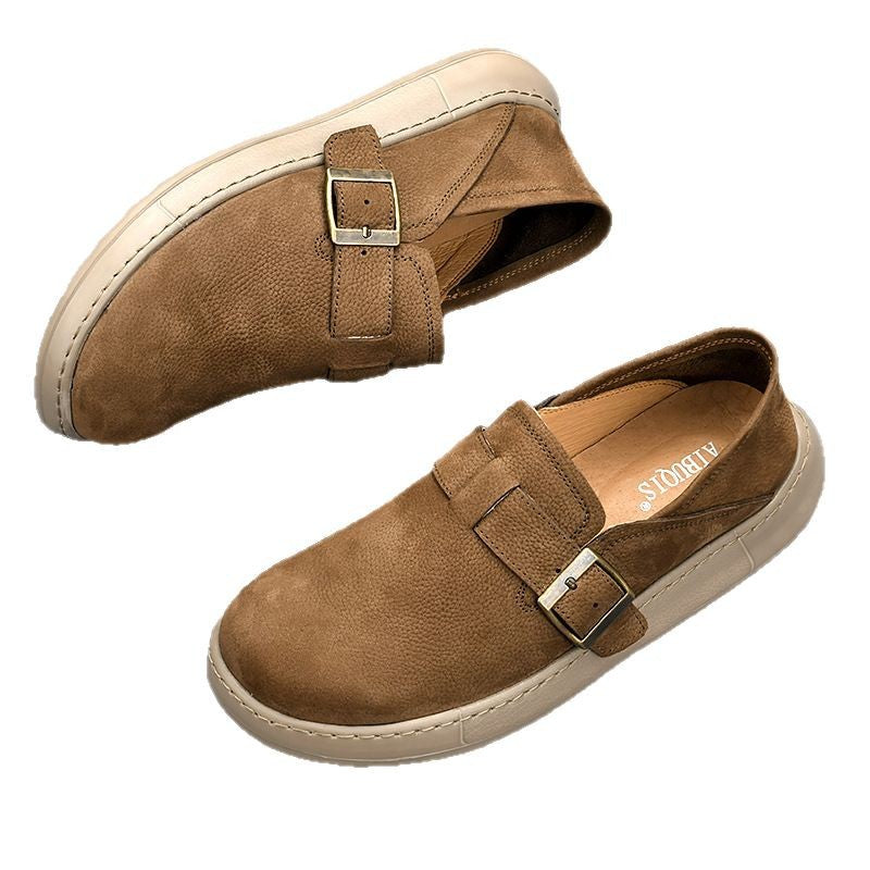 Men's Spring Cow British Style Slip-on Retro Casual Shoes