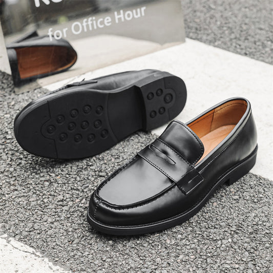Men's Black Derby Lazy Business Formal Wear Leather Shoes