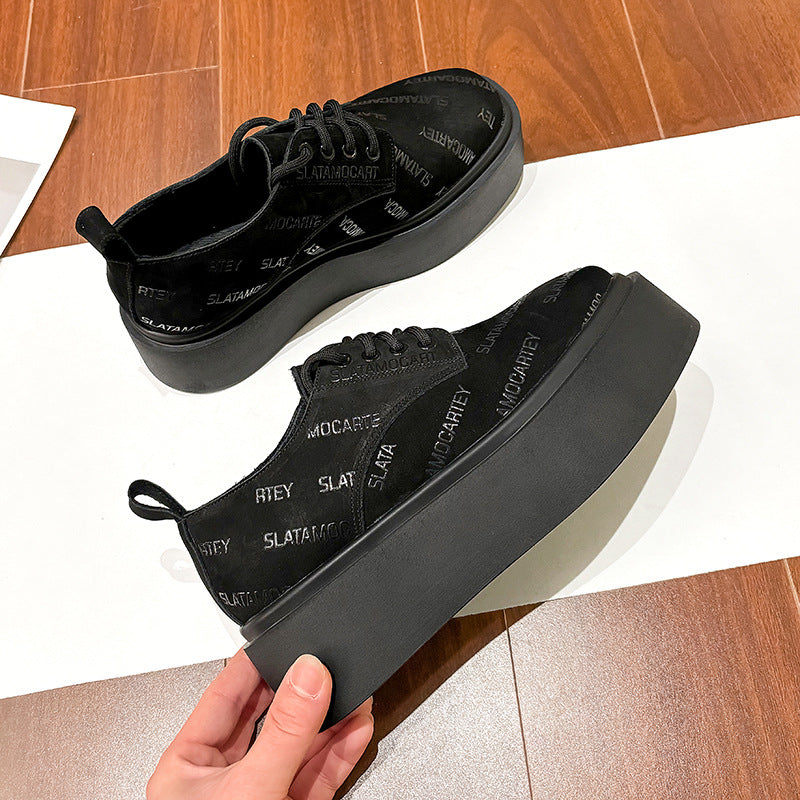 Women's British Small Height Increasing Platform Authentic Square Women's Fashion Shoes