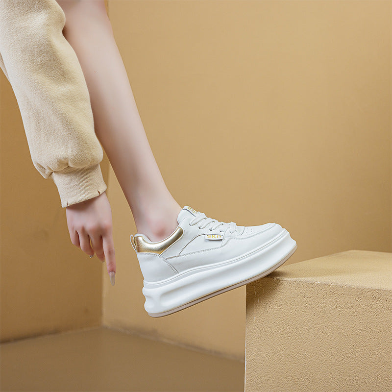Platform White Female Versatile Single-layer Height Women's Casual Shoes