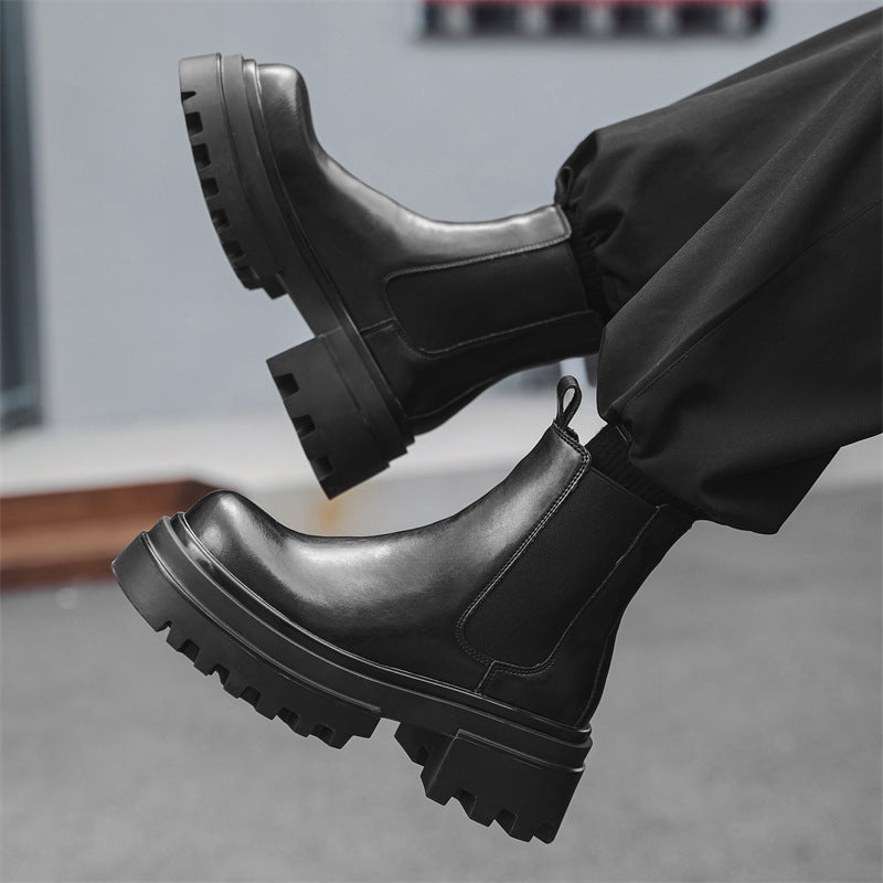 Men's Martin Winter Short Thick Bottom Slip-on Leather Shoes
