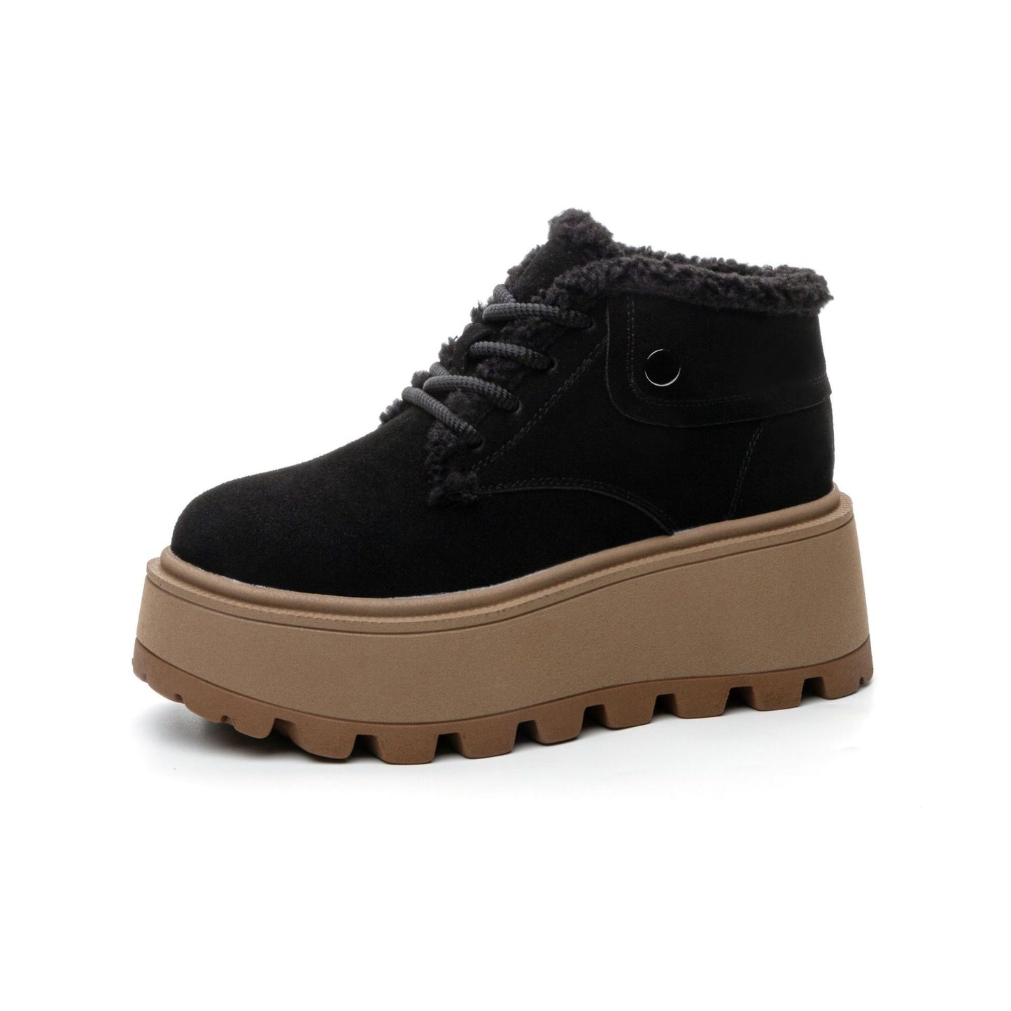 Women's Thermal Furry Winter Retro Platform Fashion Lace Snow Boots