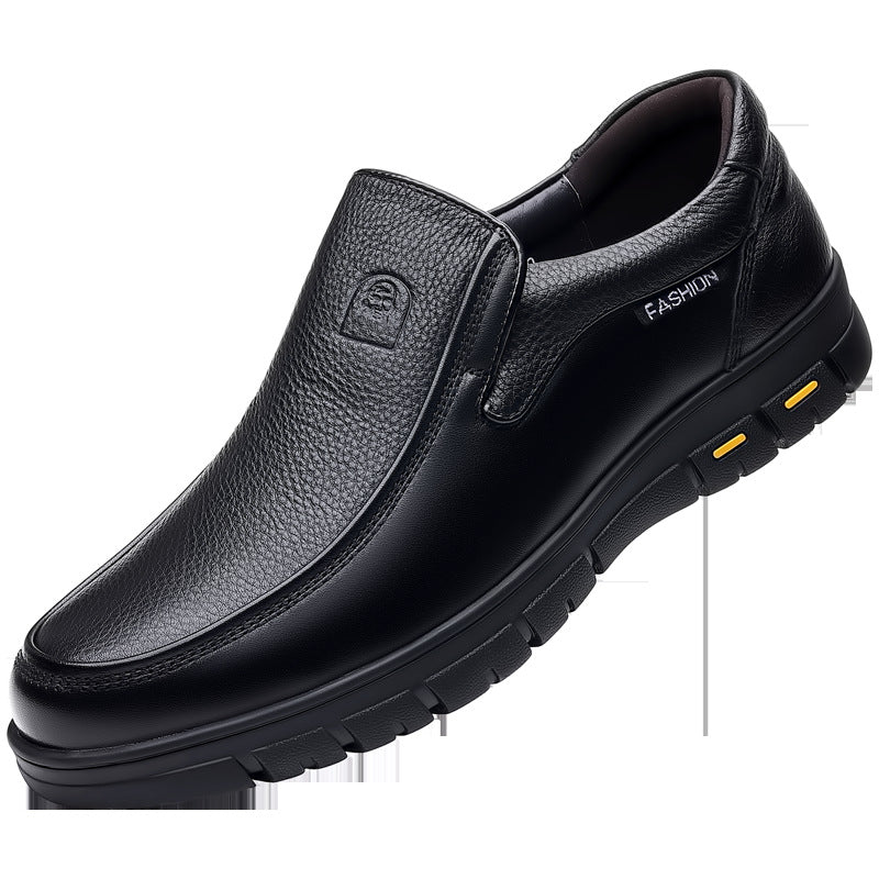 Men's Autumn Genuine Business Man Father Slip-on Leather Shoes