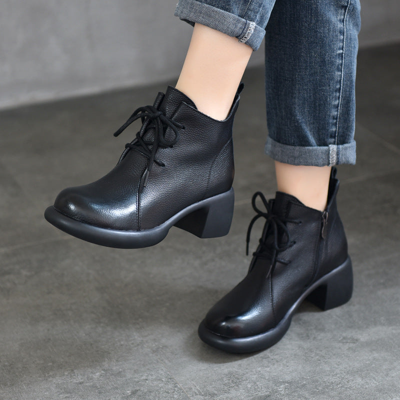 Women's Size Round Head Chunky Short First Boots