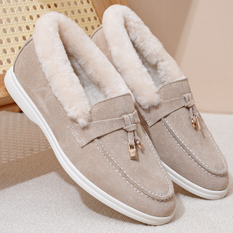 Women's Winter Outdoor Slip-on Flat Fleece-lined Warm Loafers