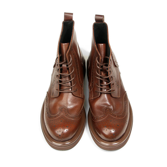Men's British Style Retro Martin Brogue Flower Boots
