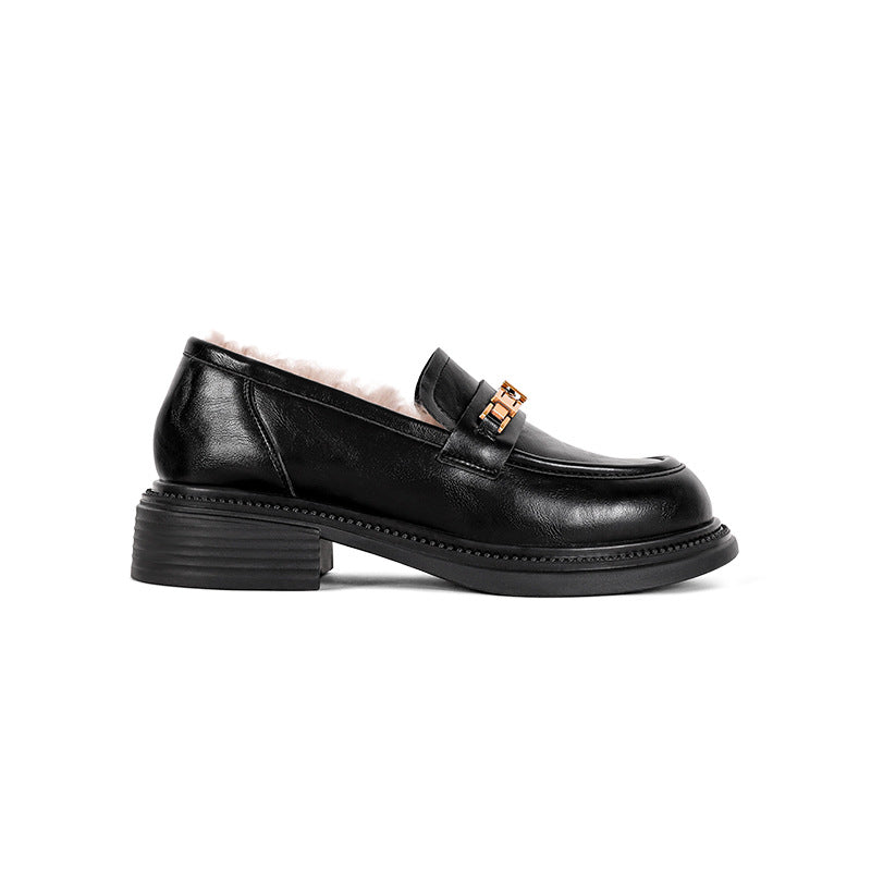 Sheepskin Version Authentic British Style Thick Bottom Loafers