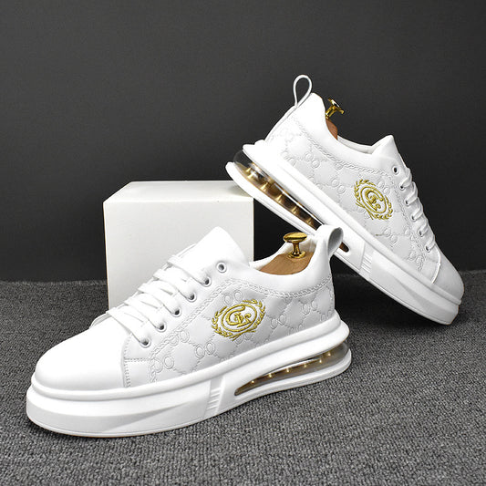 Men's Height Increasing Board Korean Style Breathable Platform Low Top Casual Shoes