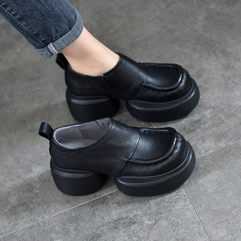 Women's Pumps Genuine Retro Round Toe High-cut Casual Shoes