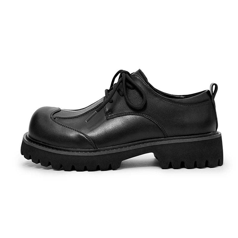 Men's Mickey Derby High-grade Big Head Extra Black Small British Leather Shoes