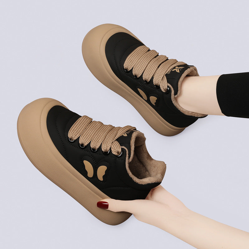 Women's Silk Rabbit Bread Winter Fleece-lined Fashion Sneakers