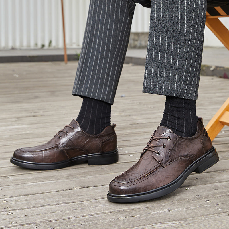 Men's Formal Wear Genuine Hand-rub Color British Style Leather Shoes
